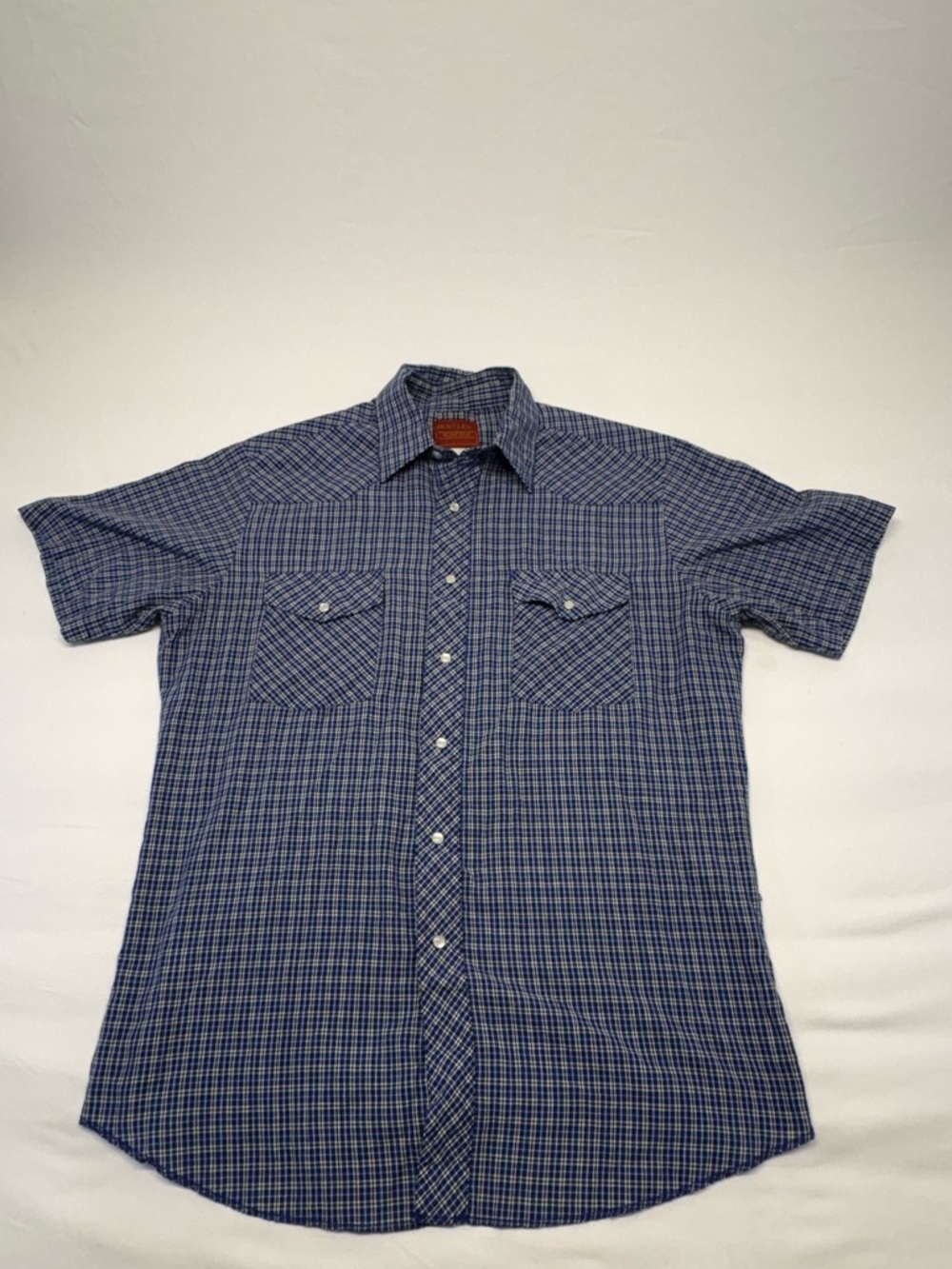 Vintage Rustler Blue Plaid Pearl Snap Western Shirt - X-Long Tails